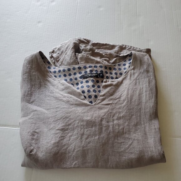 Lungo L'arno | Linen Lagenlook Popover Tunic Dress Hi Low Hem with Pockets - Picture 8 of 15